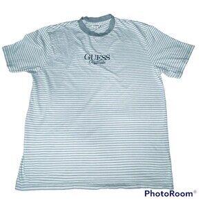 Vintage Guess Jeans Original Gray Striped Shirt sz Large 031